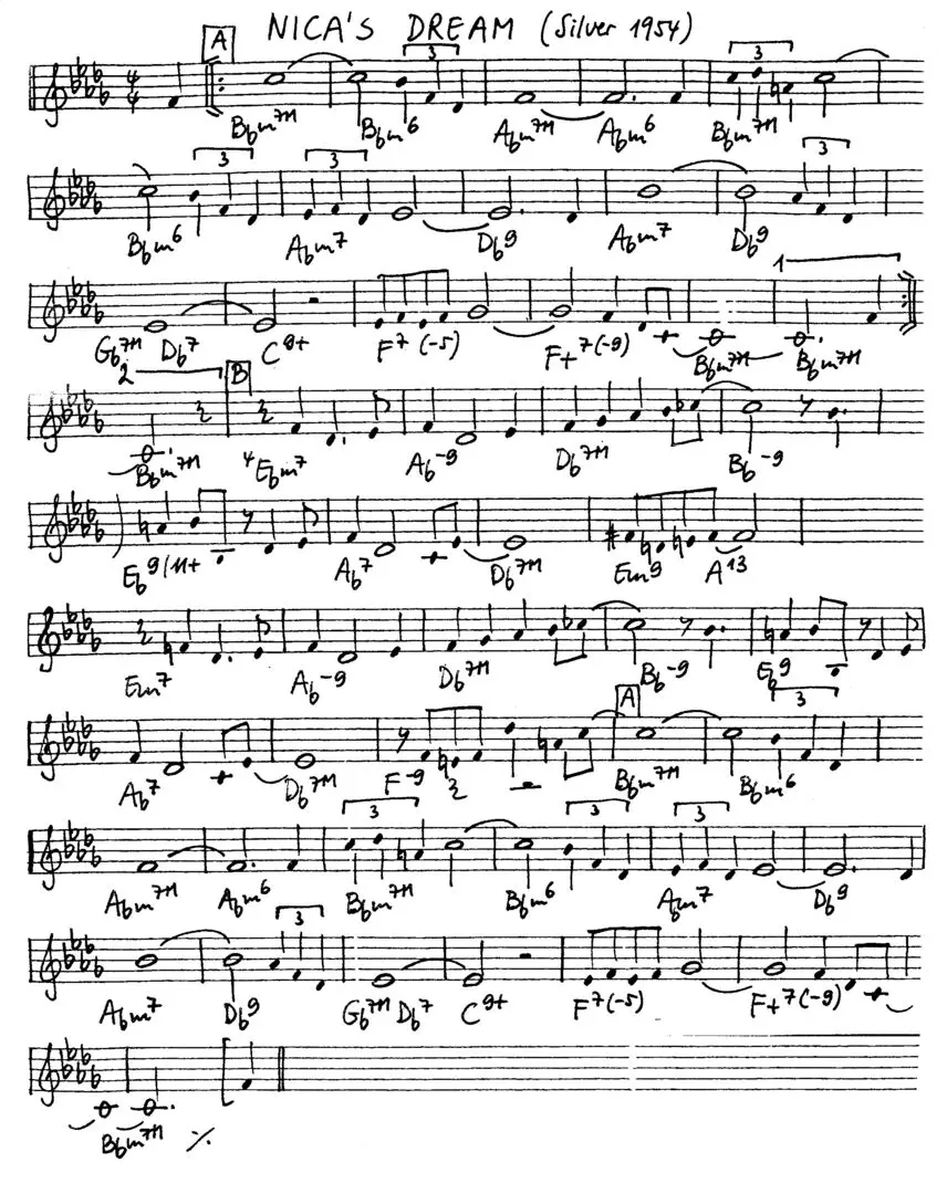 nica's dream free jazz leadsheet - Courtesy of the Jungle Jazz Band